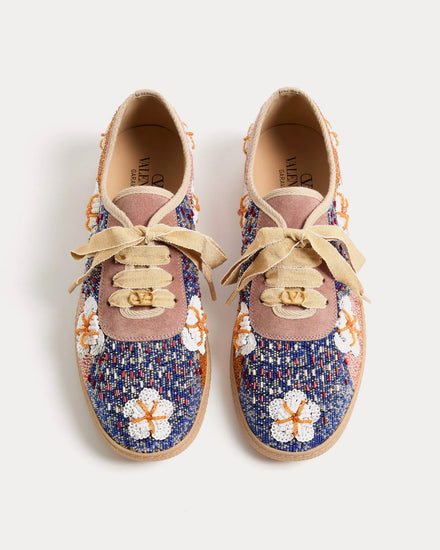 Valentino Cosmatesque Trainer With Sequins And Floral Embroidery Multi Low Top Sneakers - 2