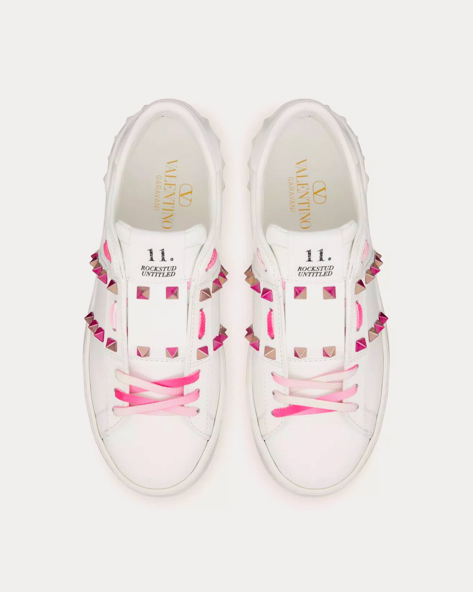 Valentino - Rockstud Untitled Flatform with Studs White / Pink PP Low Top Sneakers