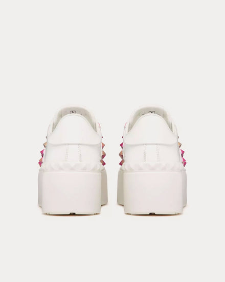 Valentino Rockstud Untitled Flatform with Studs White / Pink PP Low Top Sneakers - 3