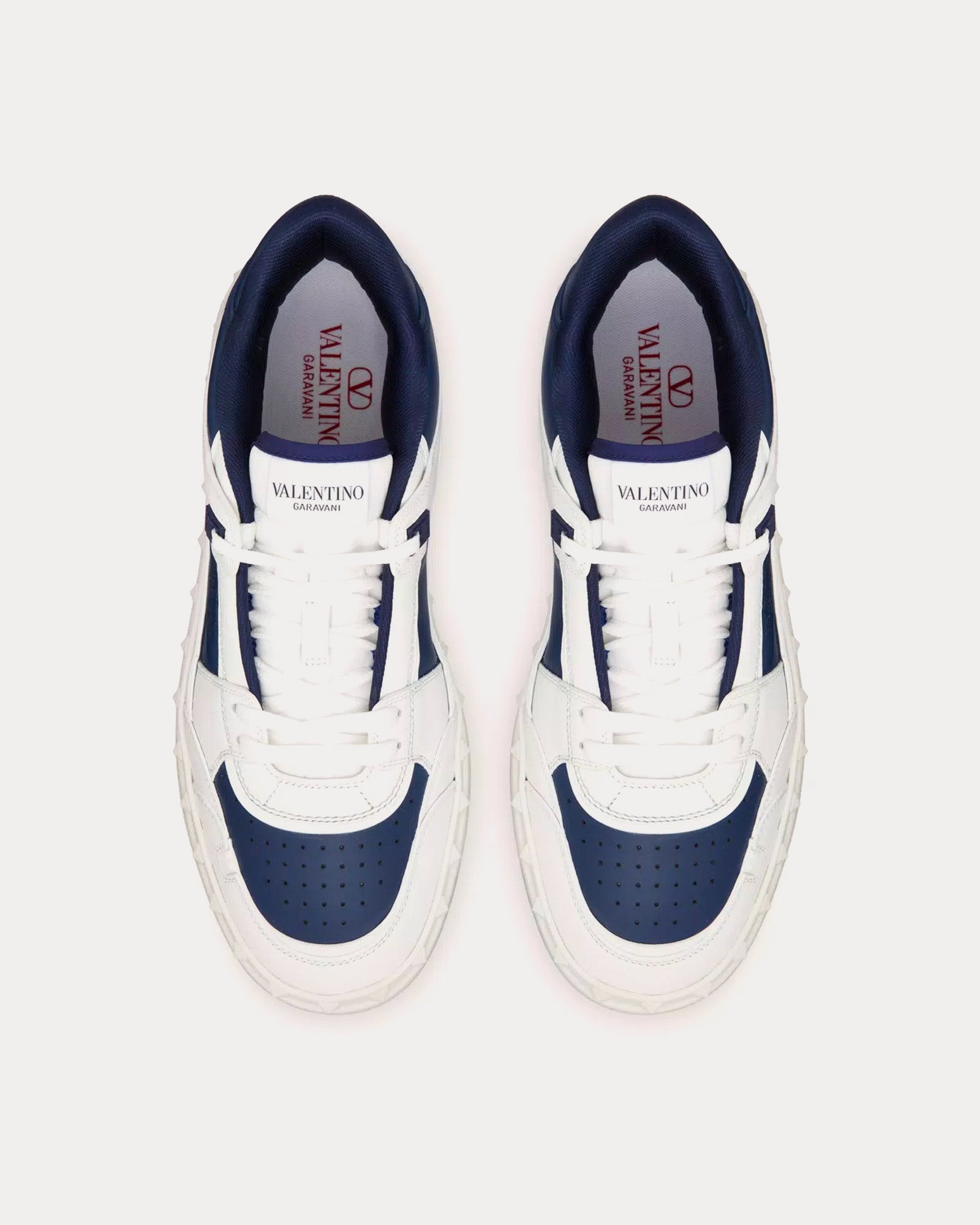 Valentino - Freedots Calfskin White / Blue Low Top Sneakers
