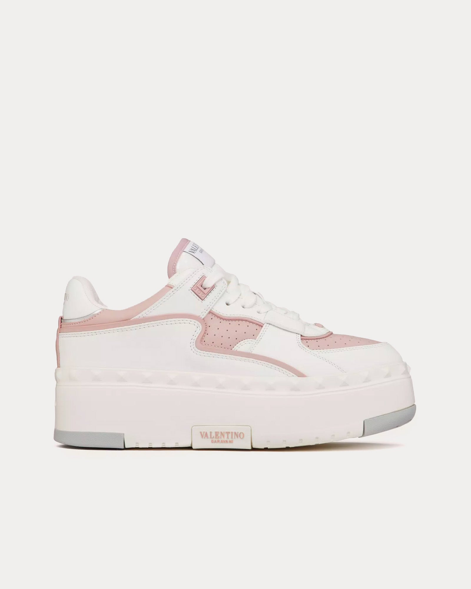 Valentino - Freedots XL Calfskin Leather White / Rose / Silver Low Top Sneakers