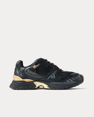 Versace Icaro Mesh & Leather Black / Gold Low Top Sneakers