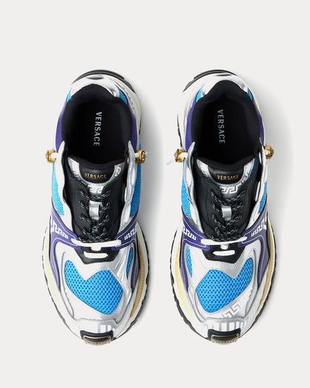 Versace Icaro Mesh & Leather Blue / Silver Low Top Sneakers - 2