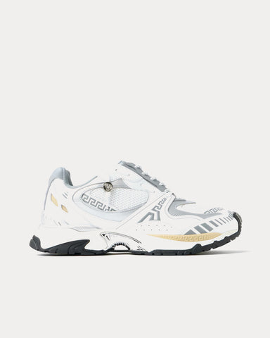 Versace Icaro Mesh & Leather White / Silver Low Top Sneakers