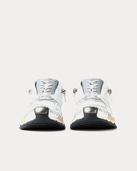 Versace Icaro Mesh & Leather White / Silver Low Top Sneakers - 3