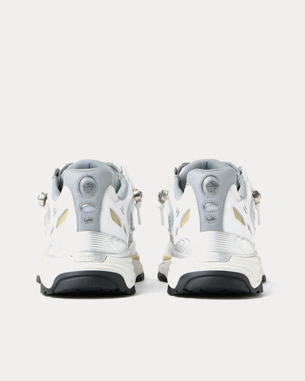 Versace Icaro Mesh & Leather White / Silver Low Top Sneakers - 4