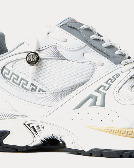 Versace Icaro Mesh & Leather White / Silver Low Top Sneakers - 5