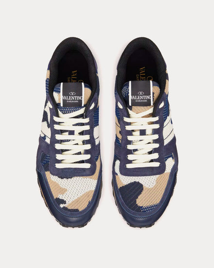 Valentino Rockrunner Camouflage Mesh Fabric Marine Low Top Sneakers - 2
