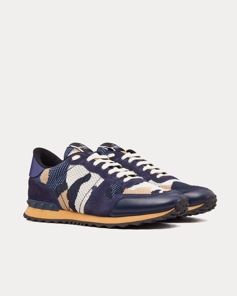 Valentino Rockrunner Camouflage Mesh Fabric Marine Low Top Sneakers - 3