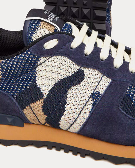 Valentino Rockrunner Camouflage Mesh Fabric Marine Low Top Sneakers - 5