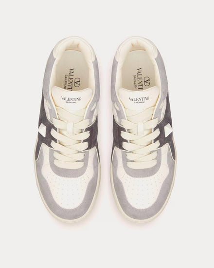 Valentino One Stud Nappa Leather Grey / White Low Top Sneakers - 2