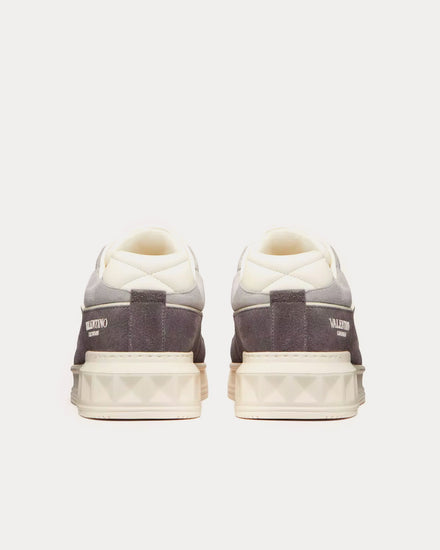 Valentino One Stud Nappa Leather Grey / White Low Top Sneakers - 4