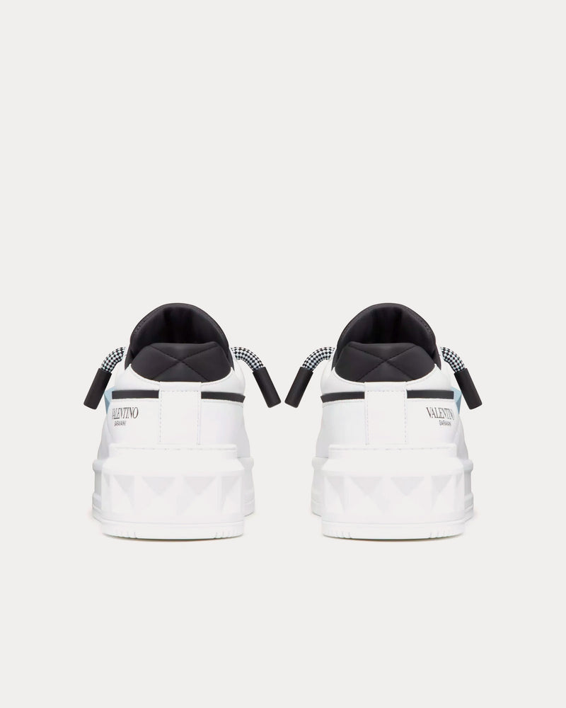 Valentino One Stud XL Nappa Leather White / Black / Azure Low Top Sneakers - 4