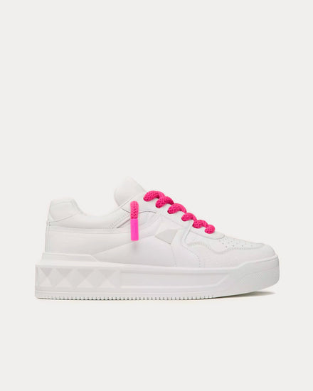 Valentino One Stud XL Nappa Leather White / Pink PP Low Top Sneakers - 1