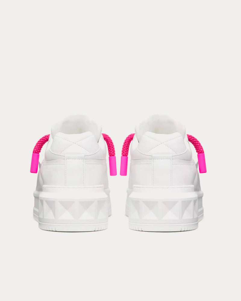 Valentino One Stud XL Nappa Leather White / Pink PP Low Top Sneakers - 4