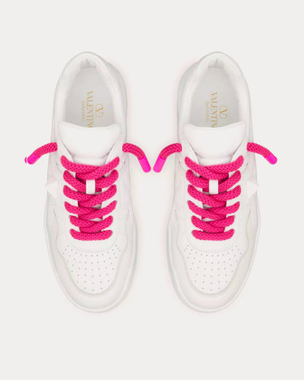 Valentino One Stud XL Nappa Leather White / Pink PP Low Top Sneakers - 2