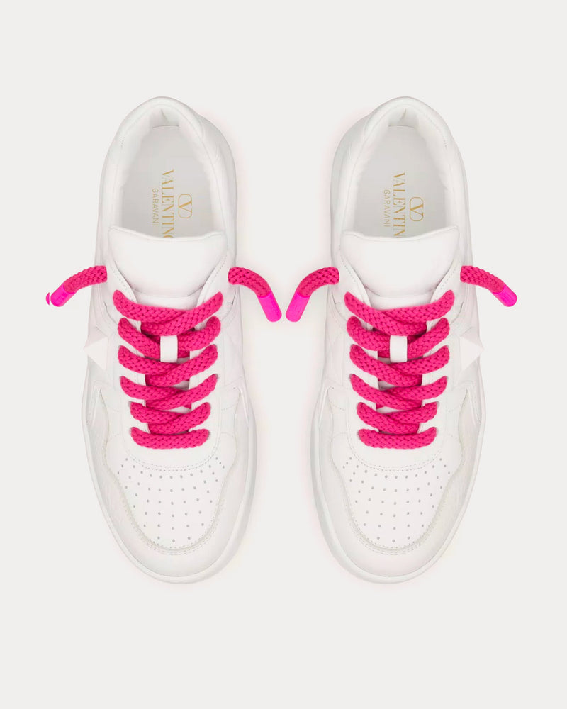 Valentino One Stud XL Nappa Leather White / Pink PP Low Top Sneakers - 2
