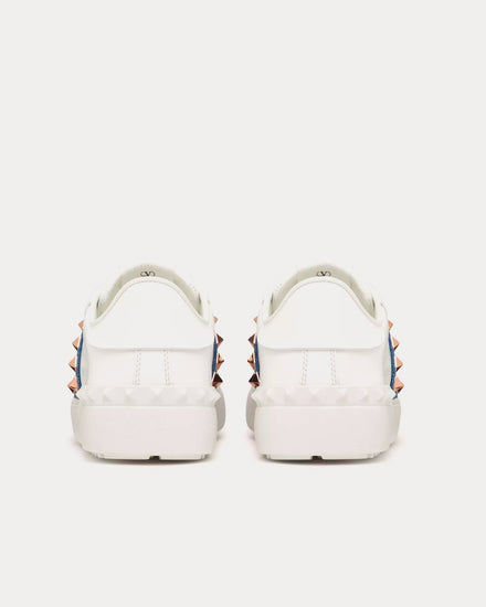 Valentino Rockstud Untitled Calfskin with Denim Band White / Denim Low Top Sneakers - 3