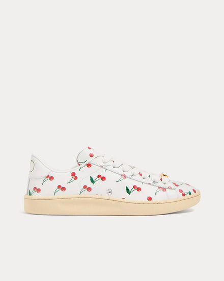 Valentino Royco with Cherryfic Pattern Nappa Calfskin White Low Top Sneakers - 1