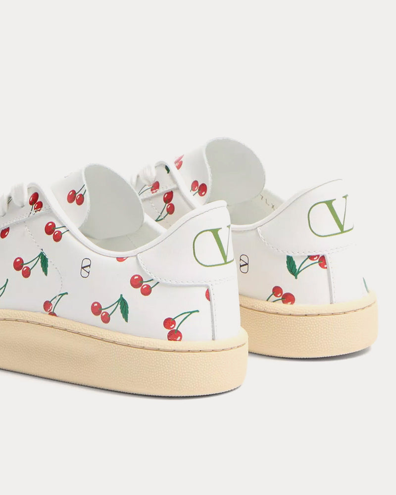 Valentino Royco with Cherryfic Pattern Nappa Calfskin White Low Top Sneakers - 5