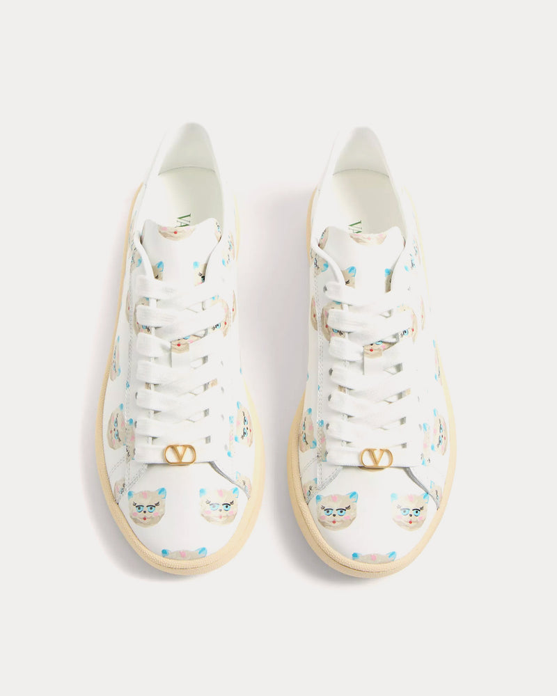 Valentino Royco with Le Chat De La Maison Nappa Calfskin White Low Top Sneakers - 2