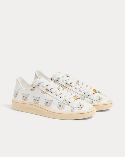 Valentino Royco with Le Chat De La Maison Nappa Calfskin White Low Top Sneakers - 3