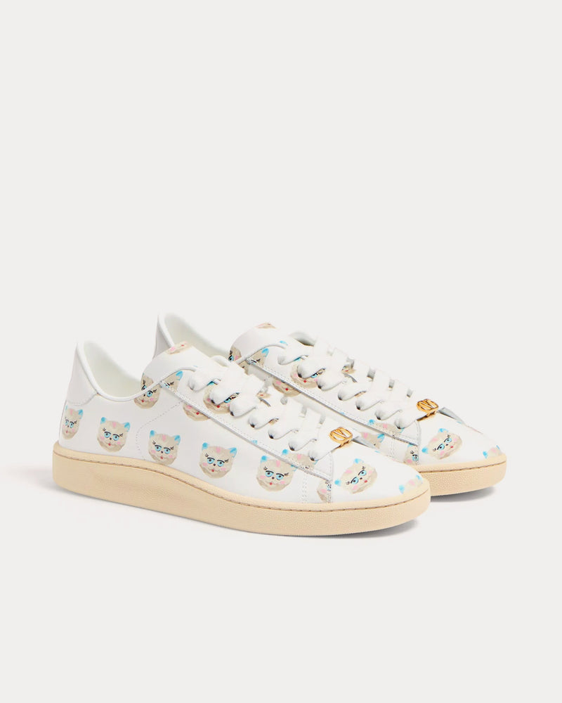 Valentino Royco with Le Chat De La Maison Nappa Calfskin White Low Top Sneakers - 3