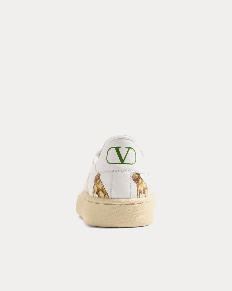Valentino Royco with Petit Charles Pattern Nappa Calfskin White Low Top Sneakers - 4