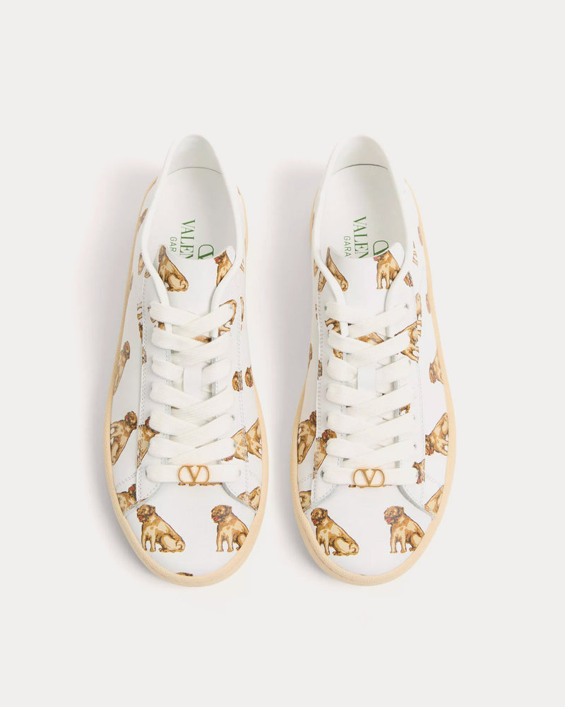 Valentino Royco with Petit Charles Pattern Nappa Calfskin White Low Top Sneakers - 2