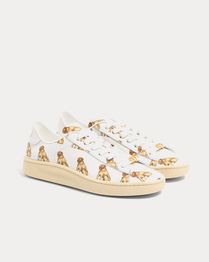 Valentino Royco with Petit Charles Pattern Nappa Calfskin White Low Top Sneakers - 3