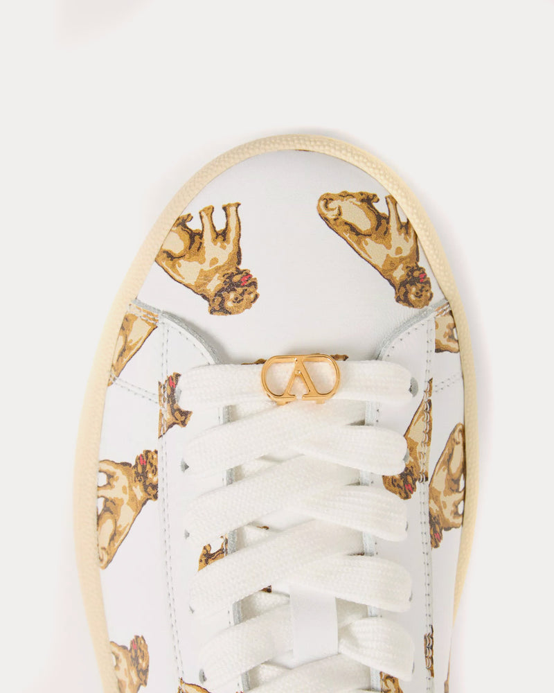 Valentino Royco with Petit Charles Pattern Nappa Calfskin White Low Top Sneakers - 5