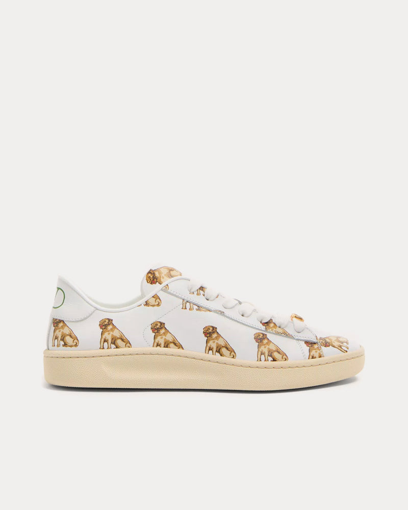 Valentino Royco with Petit Charles Pattern Nappa Calfskin White Low Top Sneakers - 1