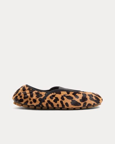 Valentino Rhytmika Haircalf with Fauve Eclat Print Animal Print Ballerina Slippers