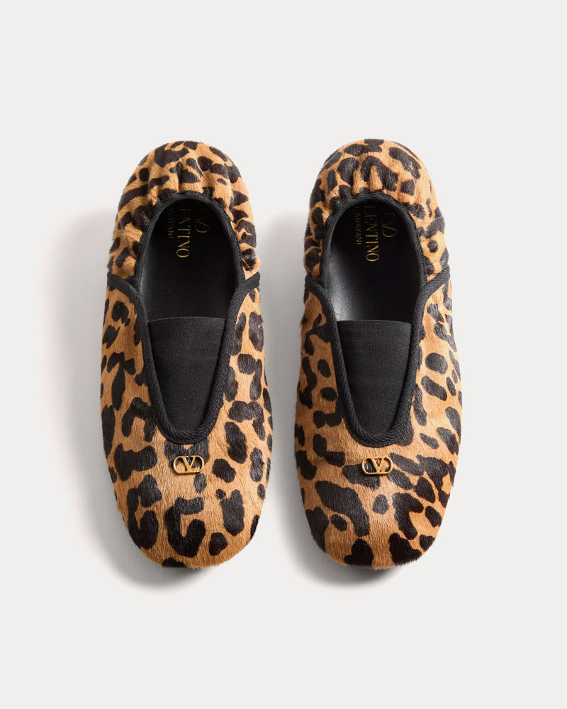 Valentino Rhytmika Haircalf with Fauve Eclat Print Animal Print Ballerina Slippers - 2