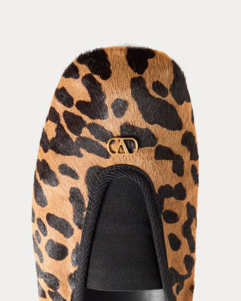 Valentino Rhytmika Haircalf with Fauve Eclat Print Animal Print Ballerina Slippers - 5