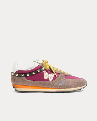 Valentino Stud Up Split Leather & Nylon with Butterfly Embroidery Insolent / Multi Low Top Sneakers