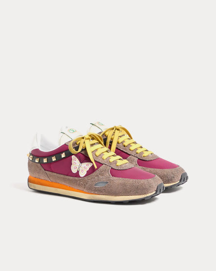 Valentino Stud Up Split Leather & Nylon with Butterfly Embroidery Insolent / Multi Low Top Sneakers - 3