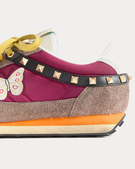 Valentino Stud Up Split Leather & Nylon with Butterfly Embroidery Insolent / Multi Low Top Sneakers - 5