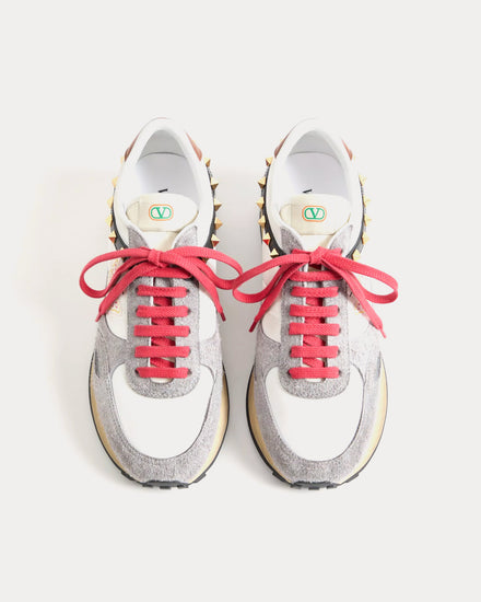 Valentino Stud Up Split Leather & Nylon with Butterfly Embroidery White / Multi Low Top Sneakers - 2