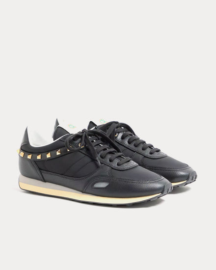 Valentino Stud Up Leather & Nylon Black Low Top Sneakers - 3