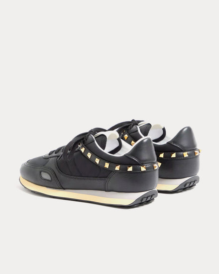 Valentino Stud Up Leather & Nylon Black Low Top Sneakers - 4