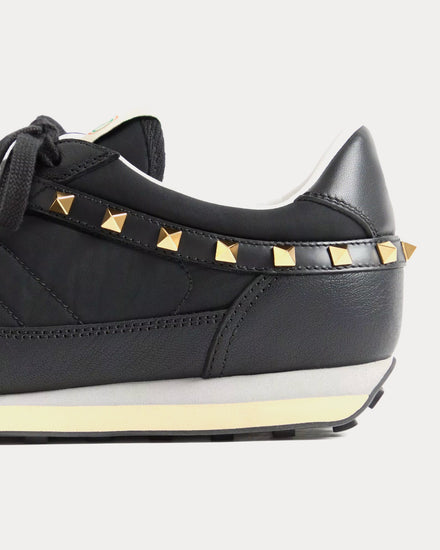 Valentino Stud Up Leather & Nylon Black Low Top Sneakers - 6