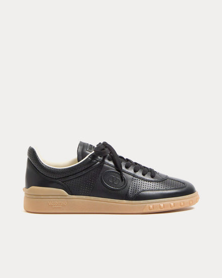 Valentino Upvillage Perforated Nappa Leather Black Low Top Sneakers - 1