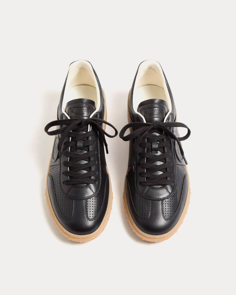 Valentino Upvillage Perforated Nappa Leather Black Low Top Sneakers - 2