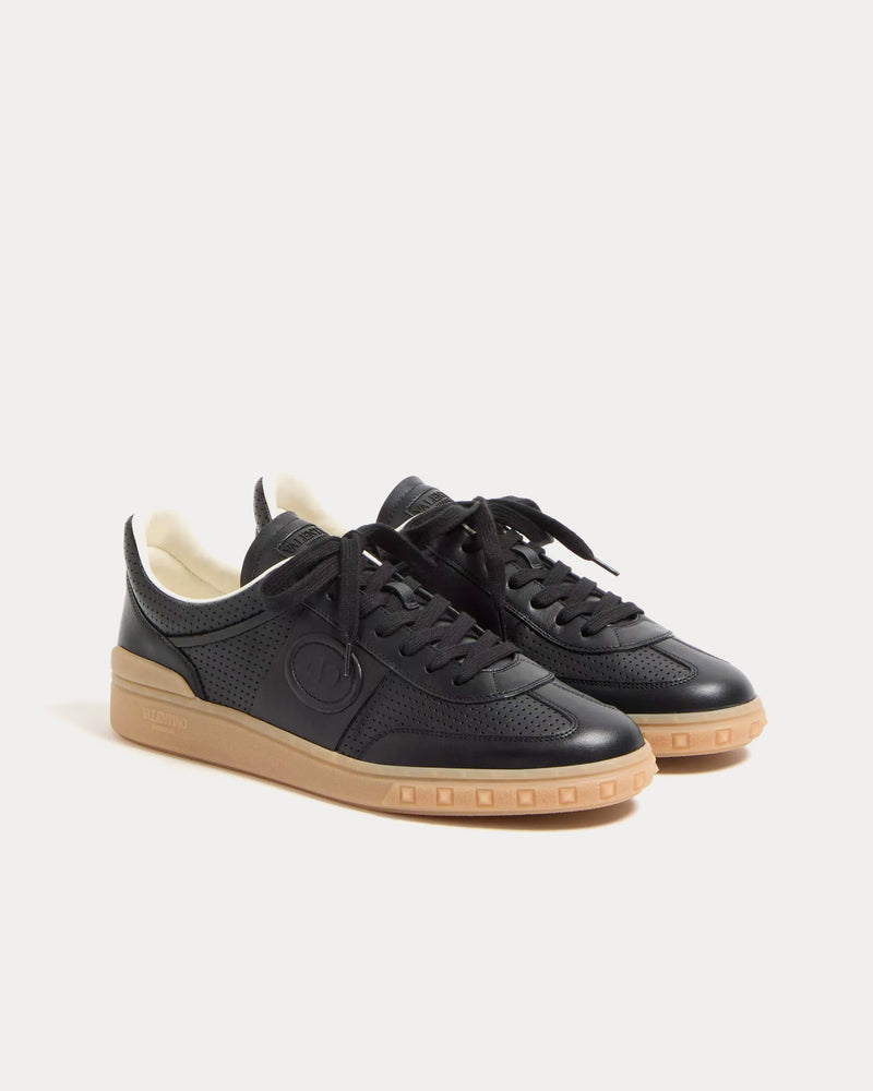 Valentino Upvillage Perforated Nappa Leather Black Low Top Sneakers - 3