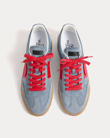 Valentino Upvillage Split Leather & Calfskin Grey / Coral / Black Low Top Sneakers - 2