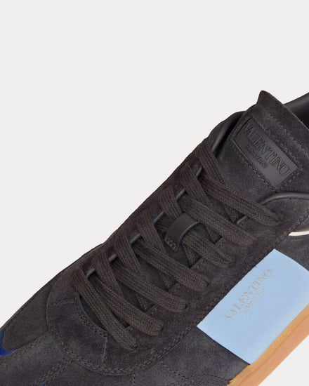 Valentino Upvillage Leather Grey / Sapphire Low Top Sneakers - 4