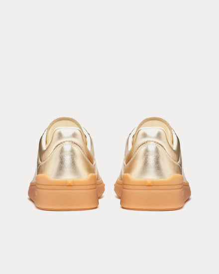 Valentino Upvillage Laminated Calfskin Leather Platinum / Ivory / Amber Low Top Sneakers - 3