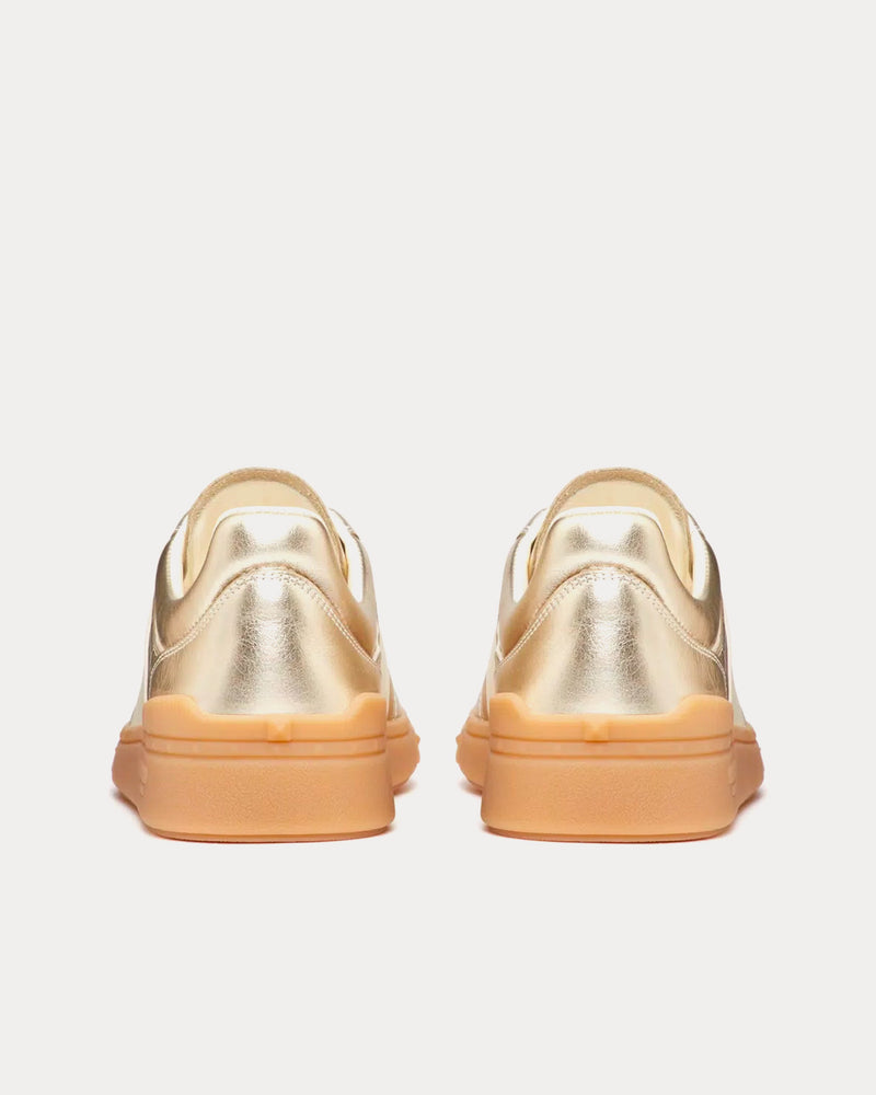 Valentino Upvillage Laminated Calfskin Leather Platinum / Ivory / Amber Low Top Sneakers - 3