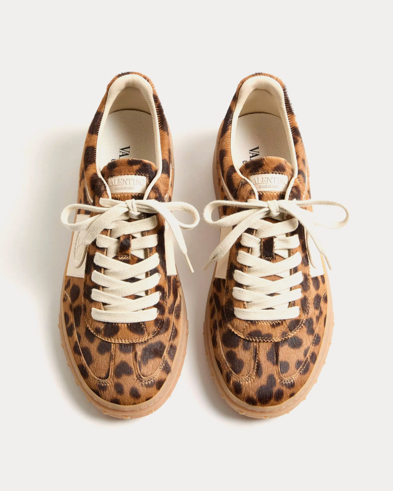 Valentino Upvillage Pony Effect Calfskin Leather Animal Print Low Top Sneakers - 2